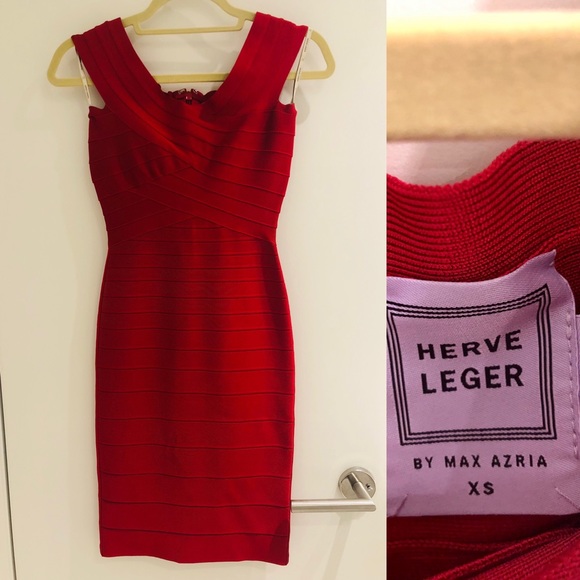 New Never Worn Red Herve Leger Dress - Picture 1 of 7